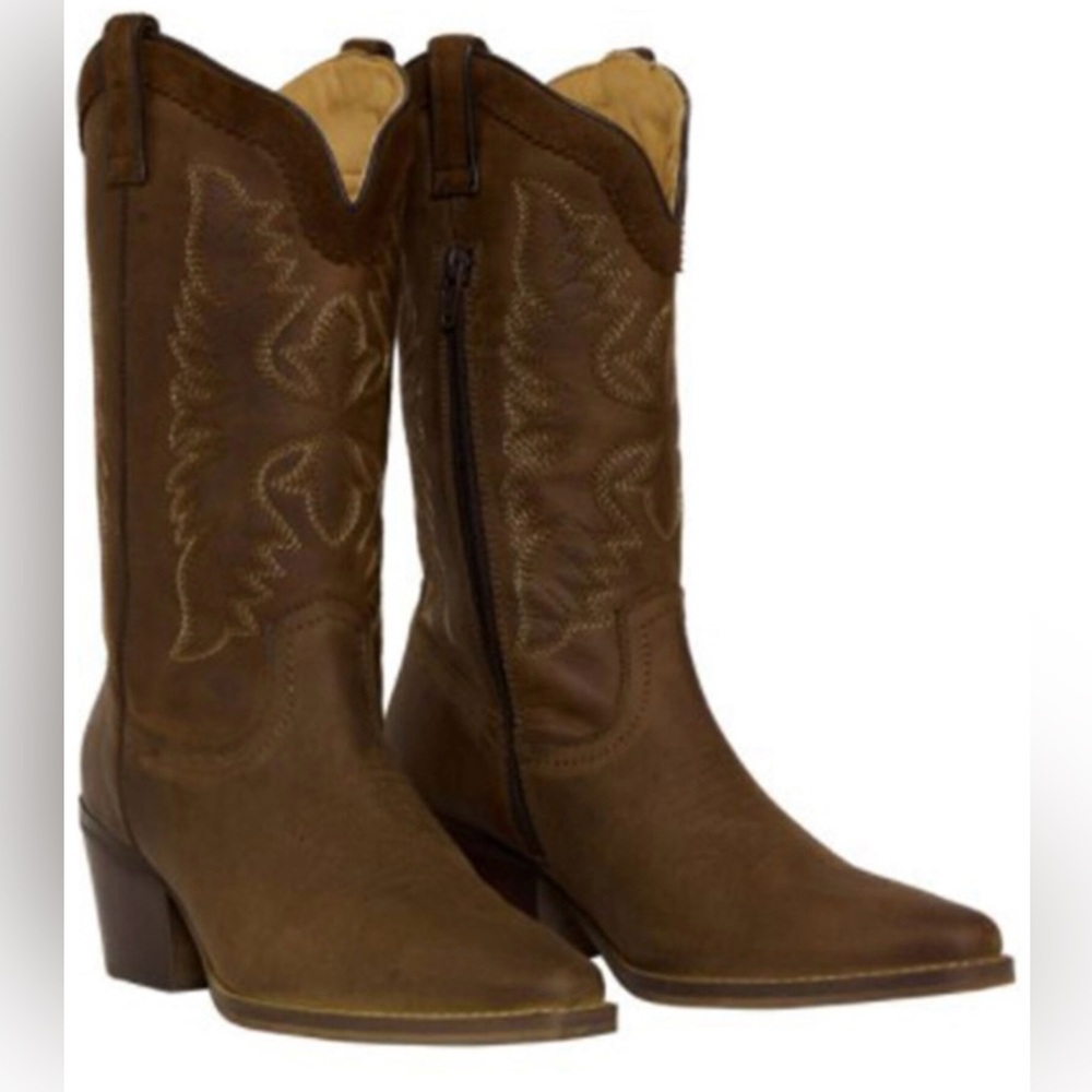 Myra Bag brown leather boots